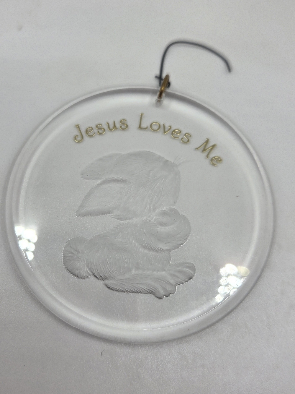 Vintage Hallmark 1990 "Jesus Loves Me" Bunny Christmas Ornament